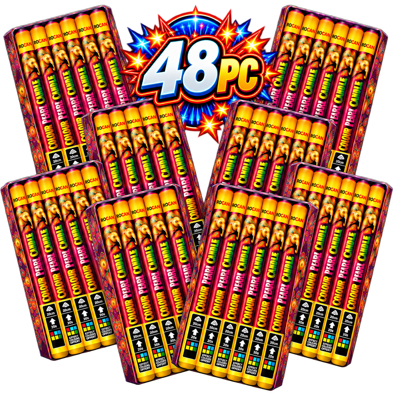 Colour Pearl 48-Piece Roman Candle Set