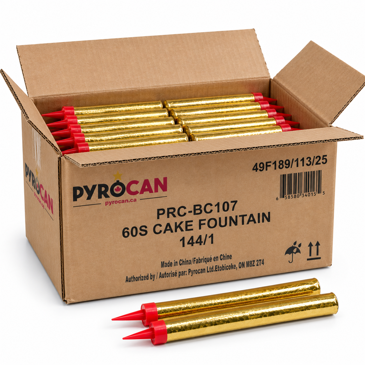 Gold Cake Fountain: Bulk 144 (60 Sec)