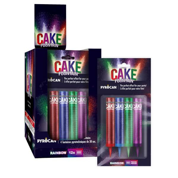 Rainbow Cake Fountain: 144 pcs packed 36/4 (30-sec)