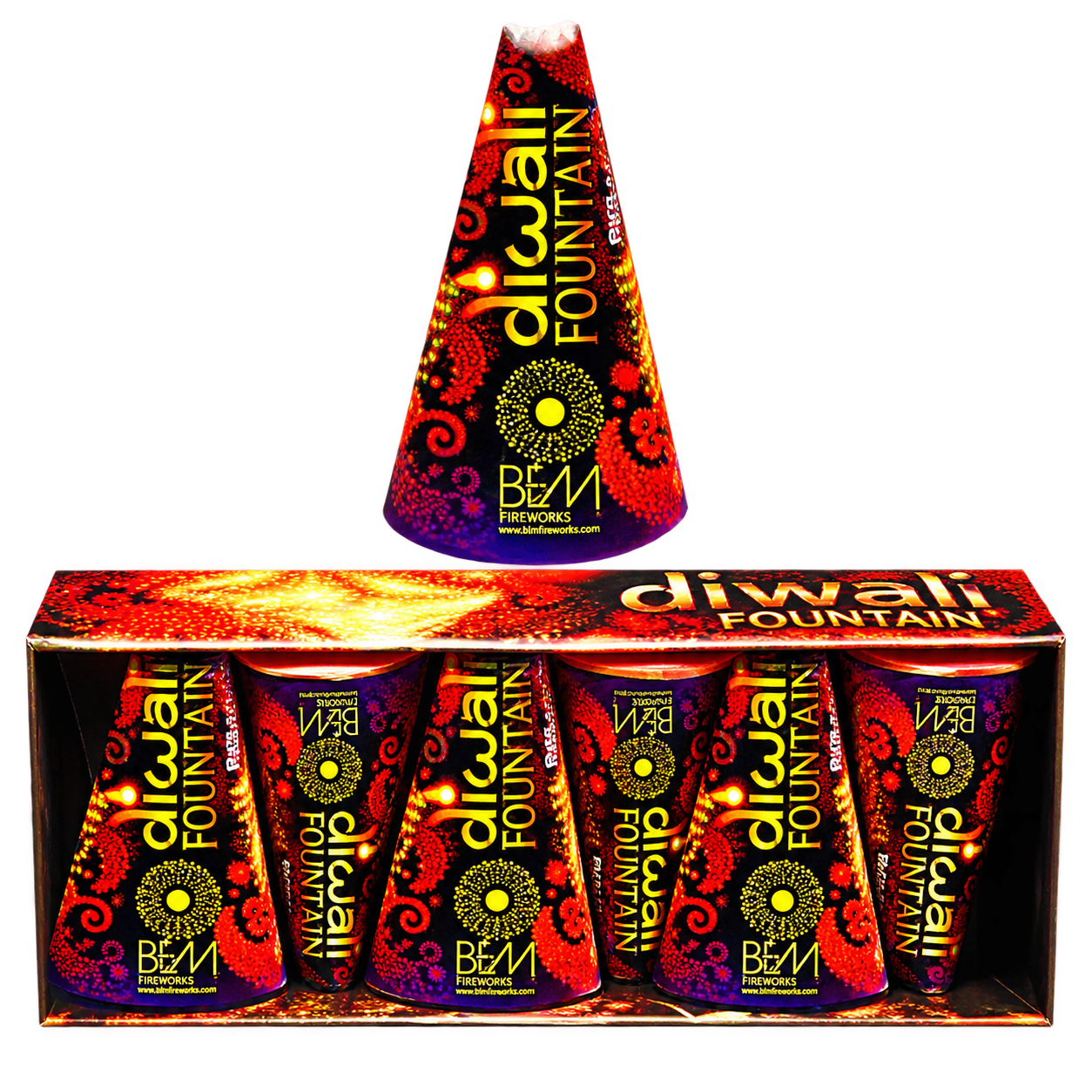 BEM Diwali Fountain 6-Pack | Rocket Fireworks Ground Effect