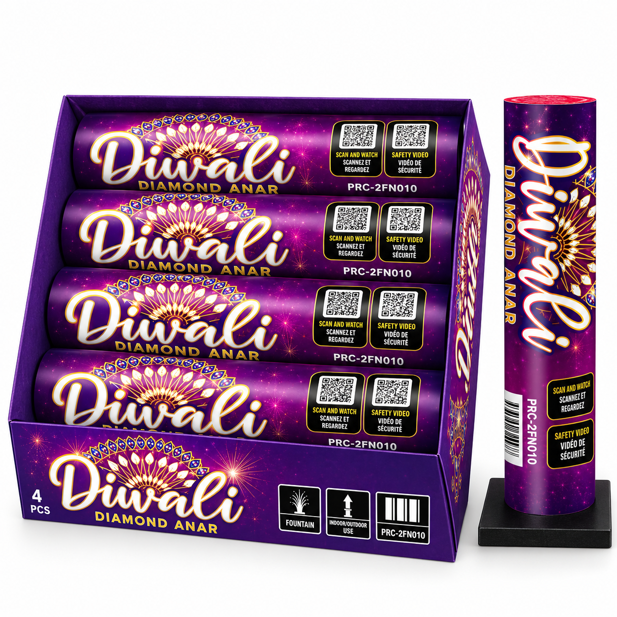 Diwali Diamond 4-Pack | Rocket Fireworks Fountains