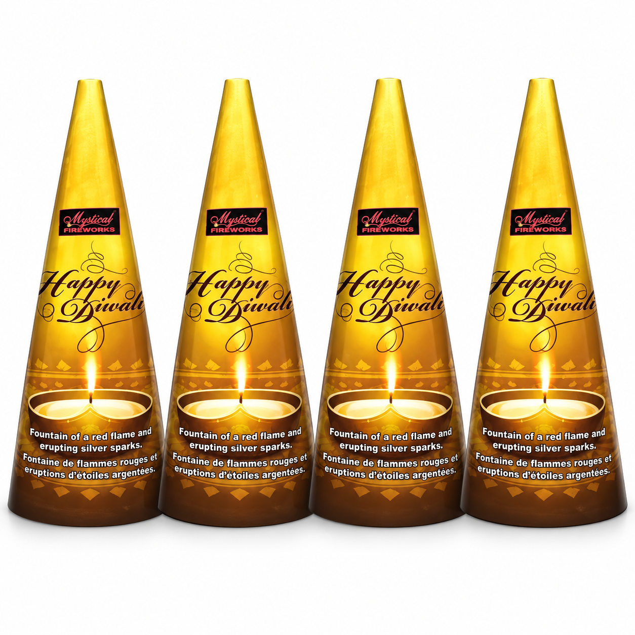 Happy Diwali Gold 4-Pack | Fireworks Fountains