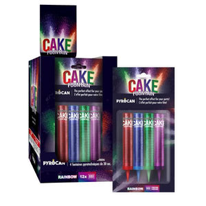 Rainbow Cake Fountain: 4-Pack (30 Sec)